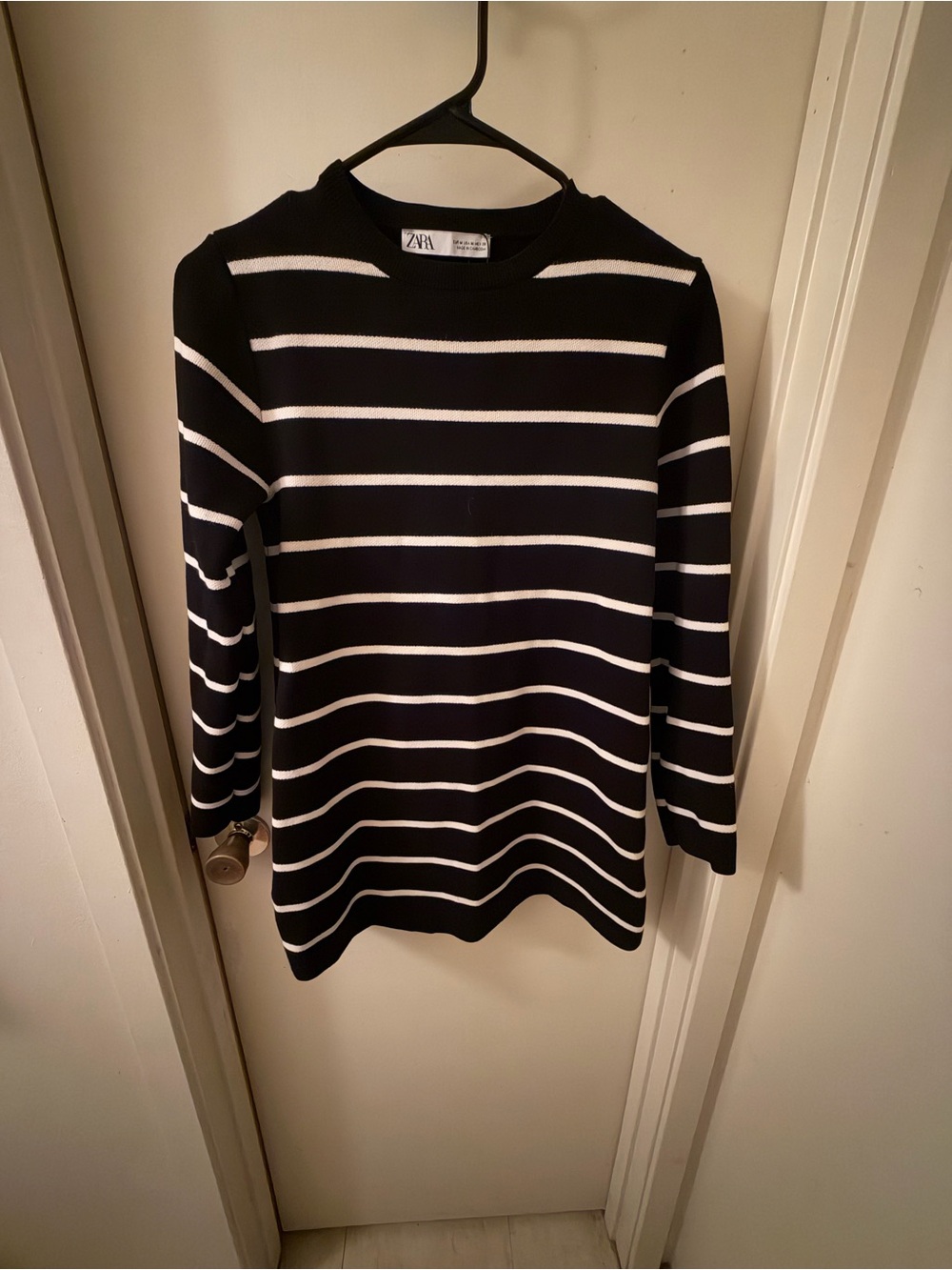 Zara Black and White Striped Knit Top